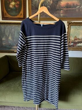 LL Bean Women’s Heritage Mariner Navy and White Striped Women’s Boatneck Dress